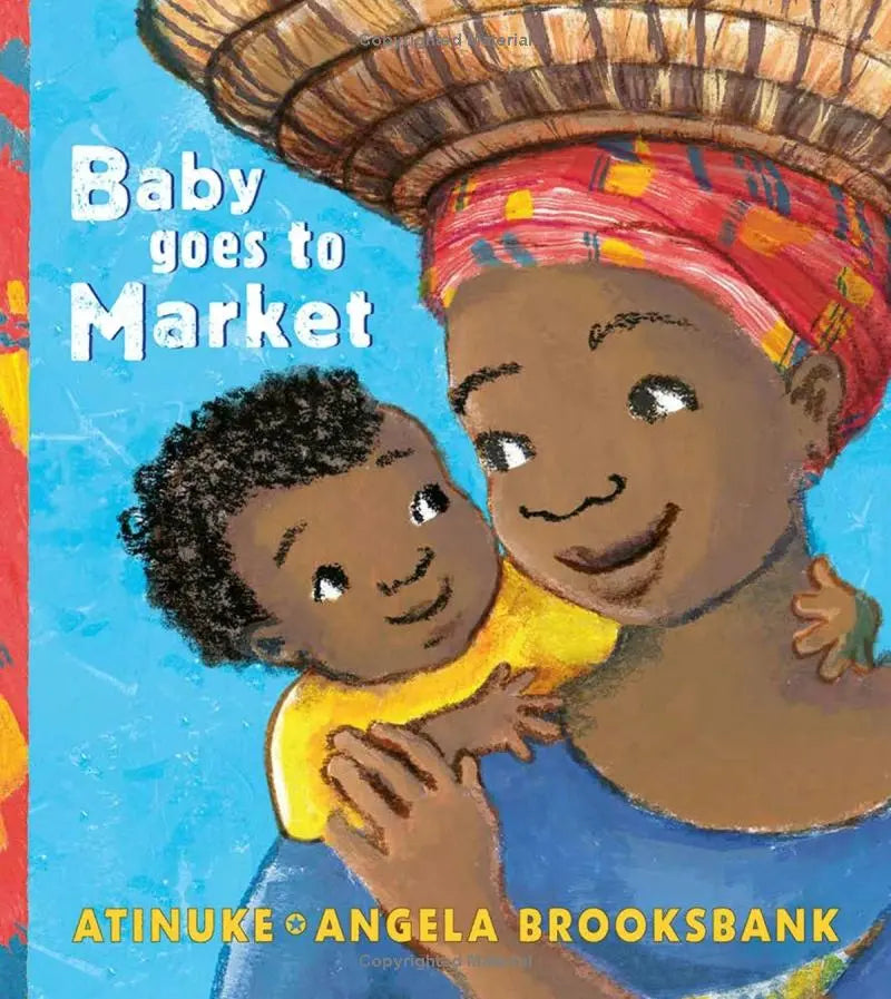 Book cover of 'Baby Goes to Market' with illustrations of a child and an adult, featuring vibrant colors.