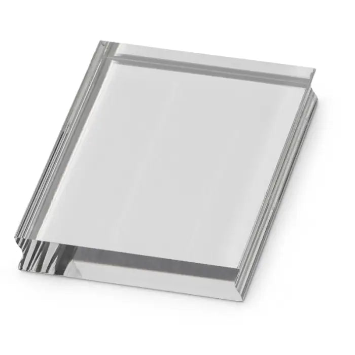 Rectangular Clear Acrylic Stamp Block for Encaustic Art, Scrapbooking, and Papercrafts on White Background