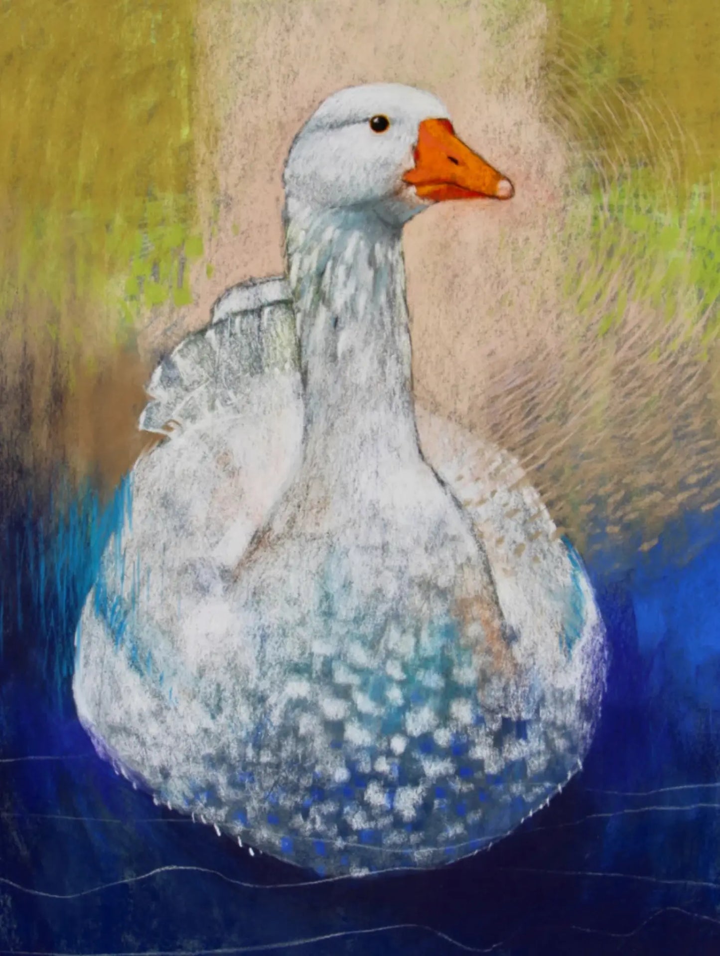 Postcard of a goose with a textured background