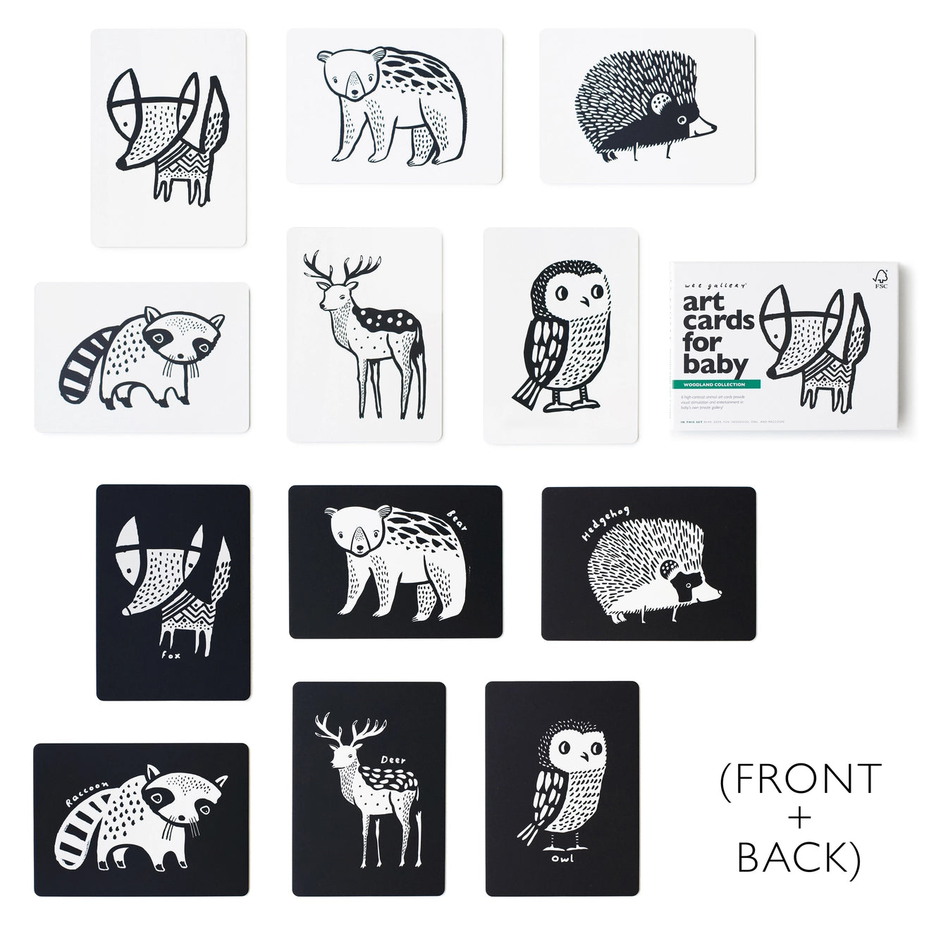 Wee Gallery Baby Art Cards Woodland High Contrast  - Alder & Alouette