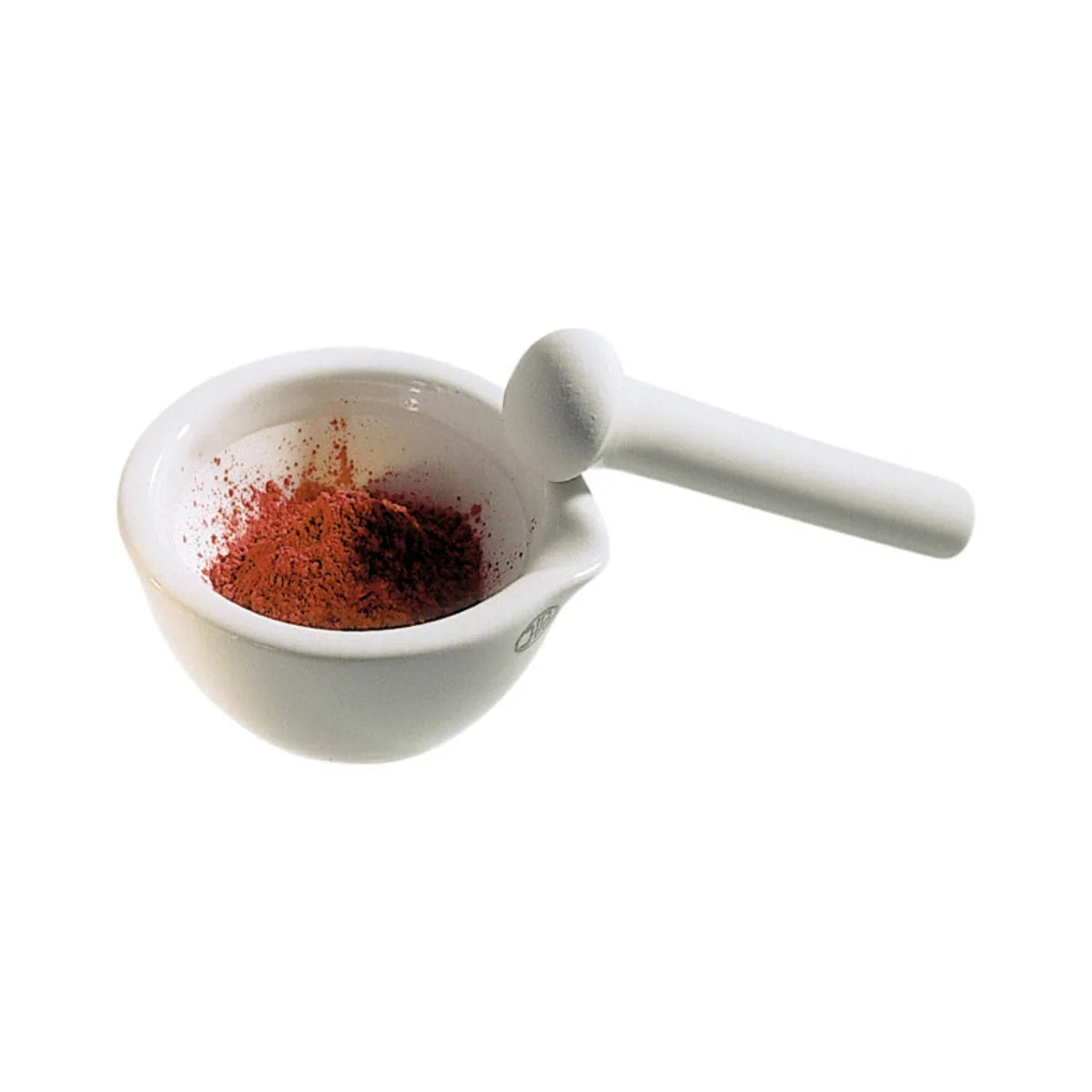 Stockmar Mortar and Pestle with plant pigment on a white background