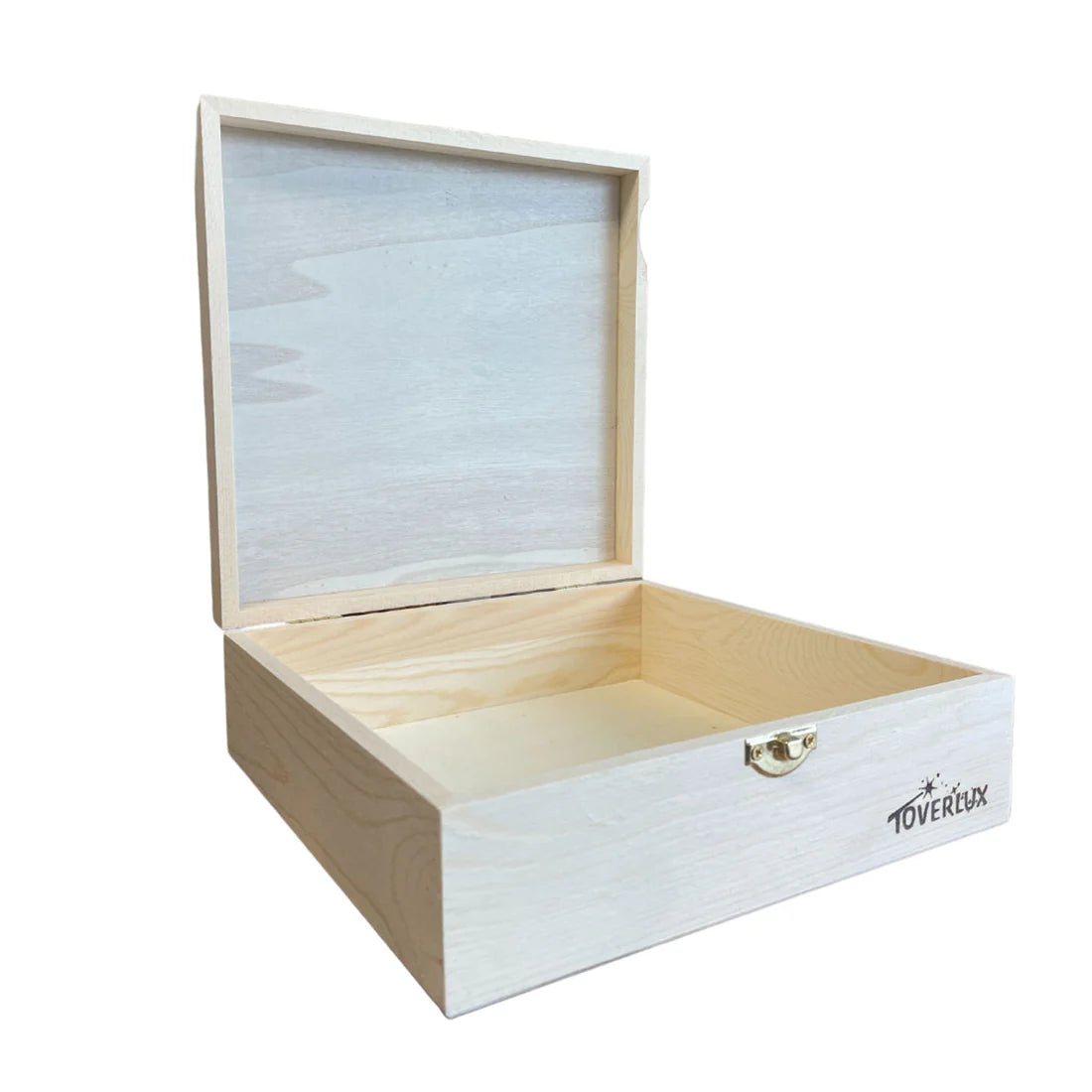Wooden Toverlux storage box for toverlux silhouette lamp plates on a white background