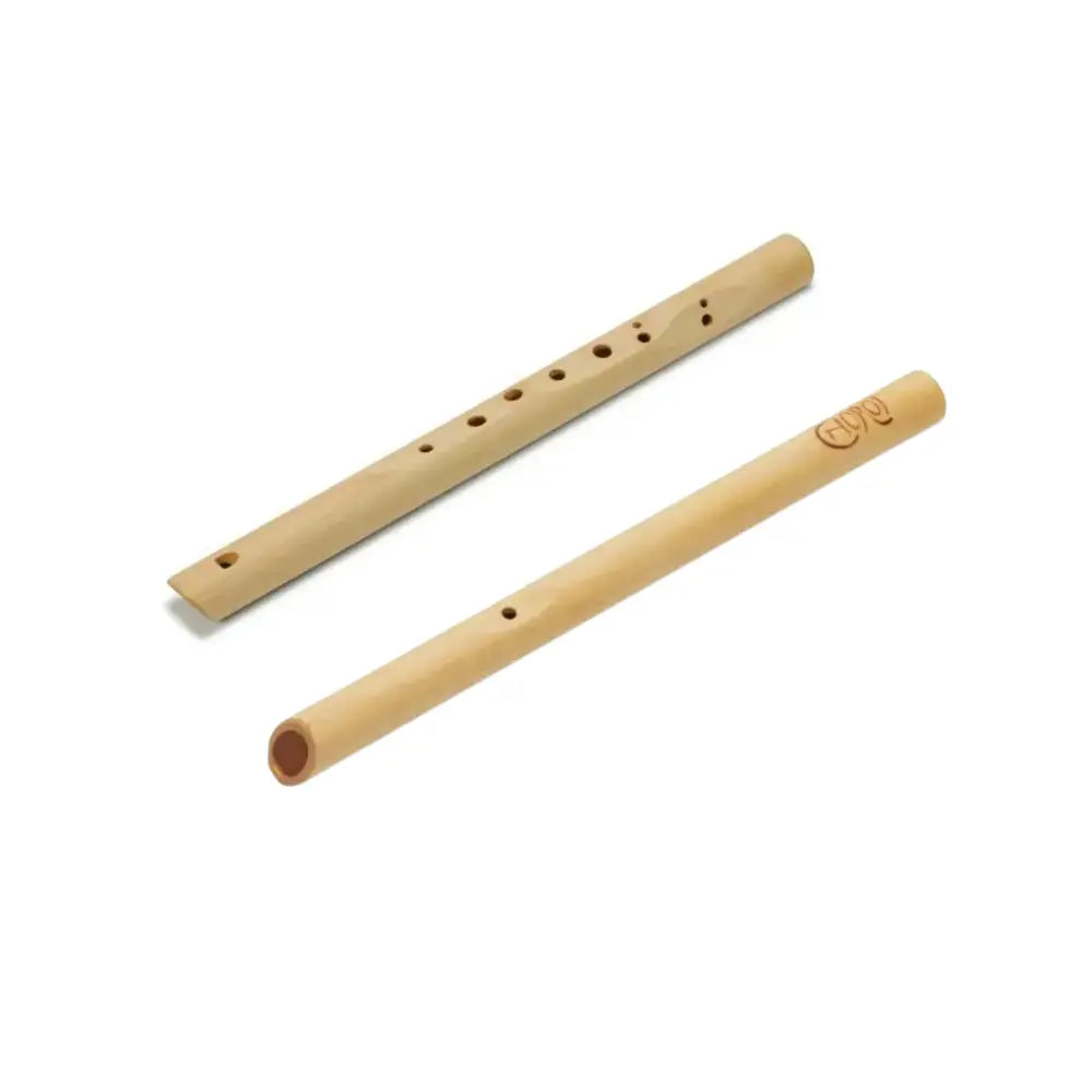 Two wooden baroque choroi flutes on a white background