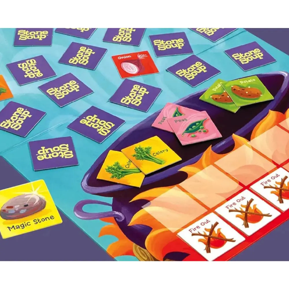 Back of Stone Soup cooperative board game box with gameplay details