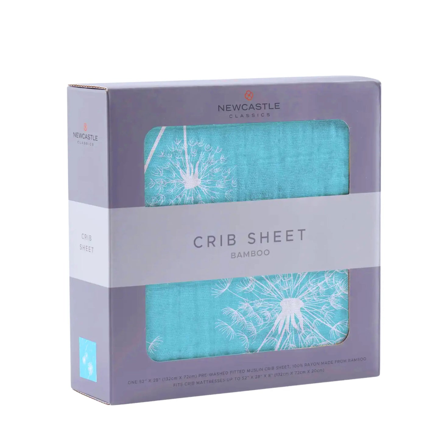 Aqua Dandelion Bamboo Muslin Crib Sheet – Baby Beddings - Alder & Alouette