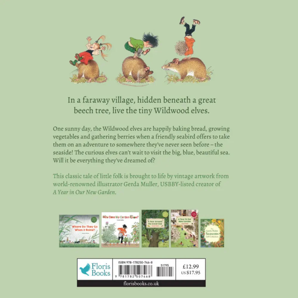 Bookback with illustrations of Wildwood elves and text on a green background