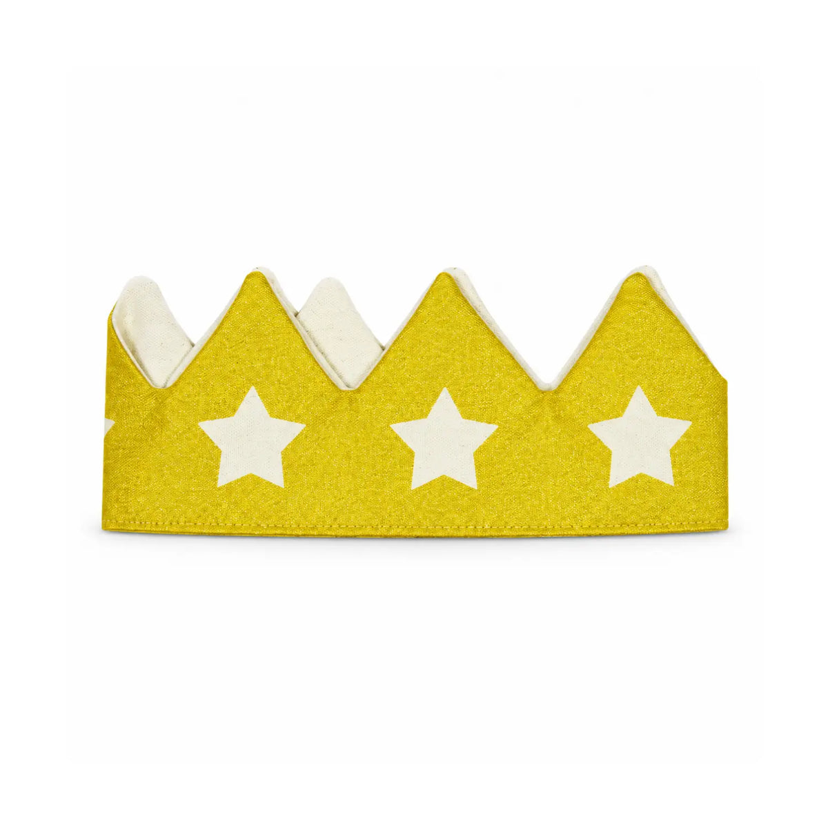 Gold cotton canvas star dress-up crown with cream stars
