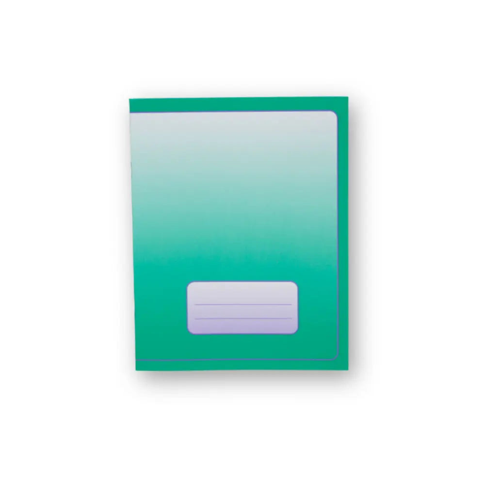 Green A5 College Ruled Exercise Book with lined pages for writing practice, lesson summaries, and notes.