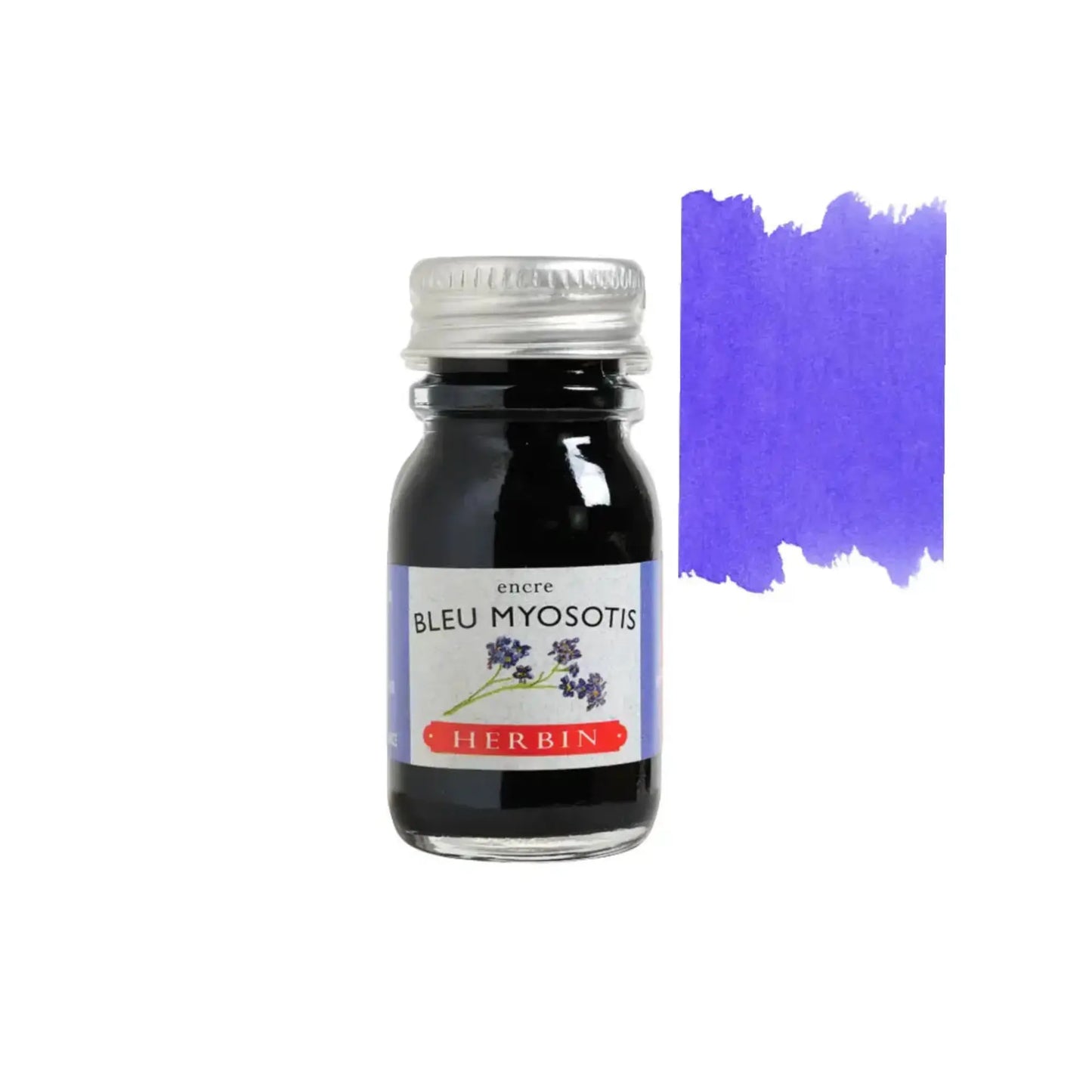 herbin bleu myosotis forget me not fountain pen ink 10 ml bottle with swatch