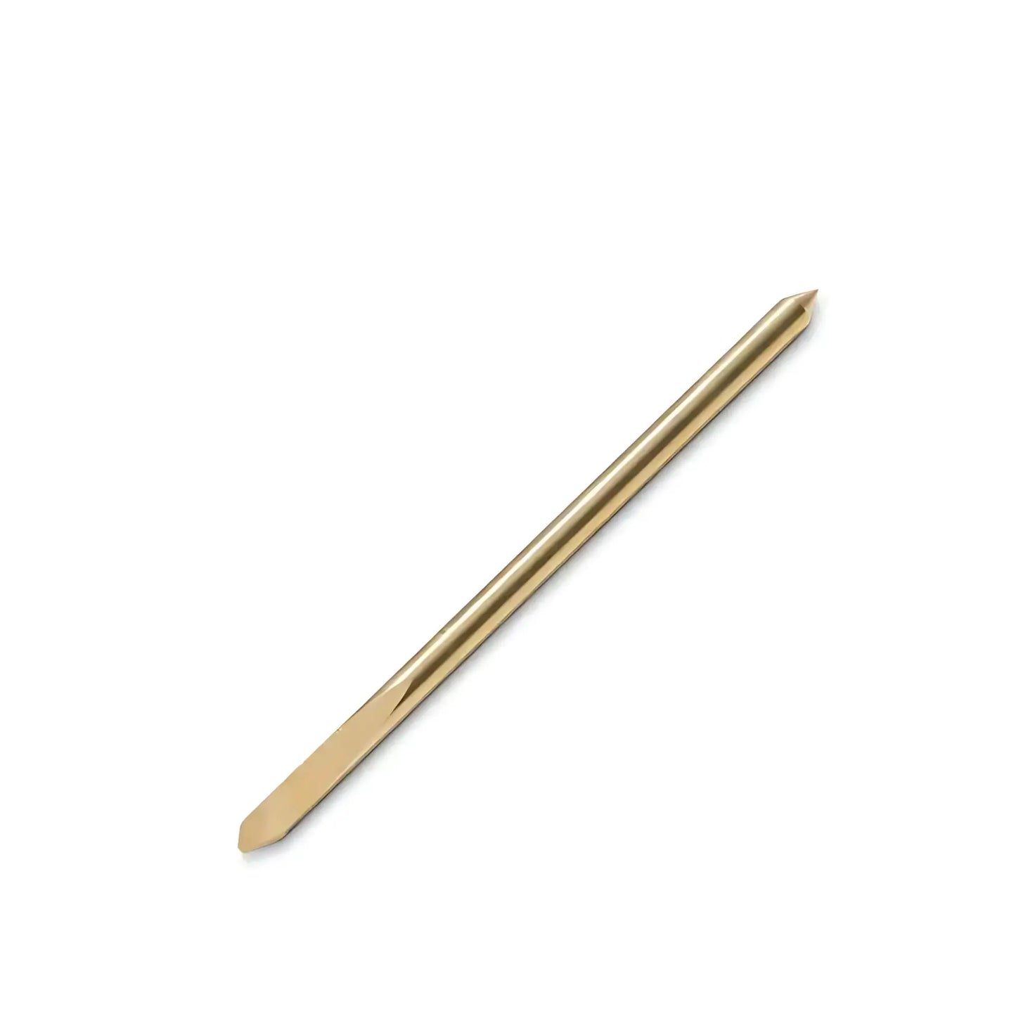 brass colored encaustic art metal scribing tool for hot wax on a white background