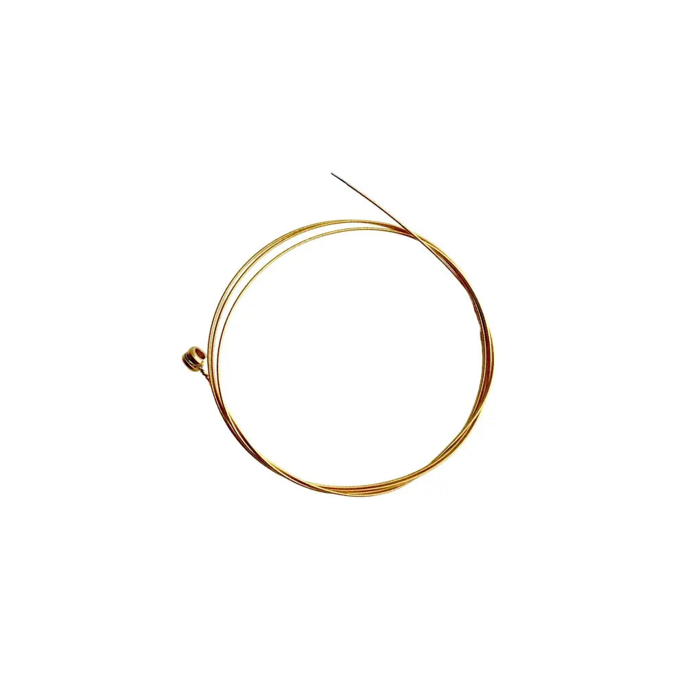 Brass colored replacement Lyre strings in a coil for the Auris My Little Lyre on a white background