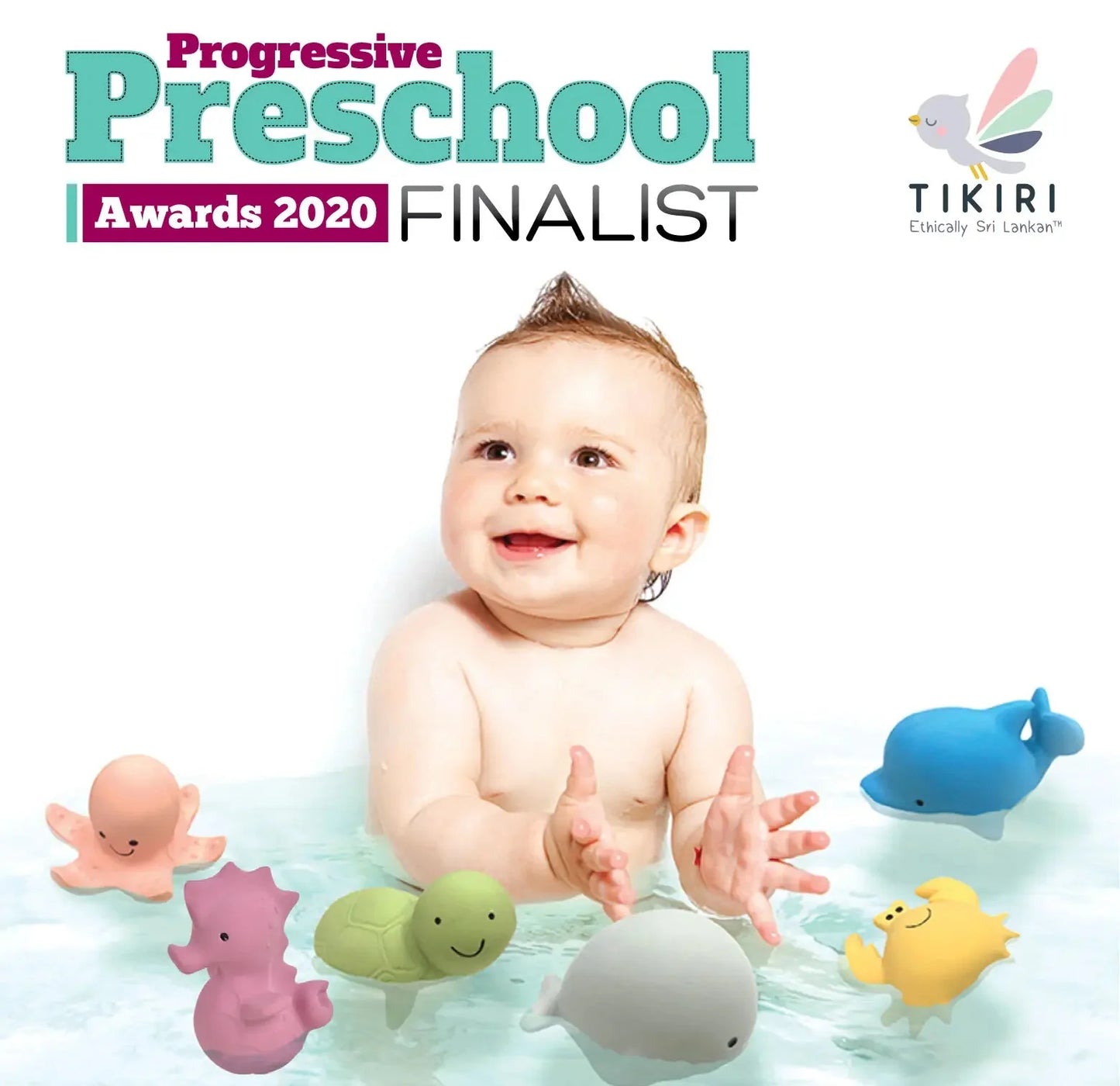 Natural rubber baby toys used during bath time sensory play