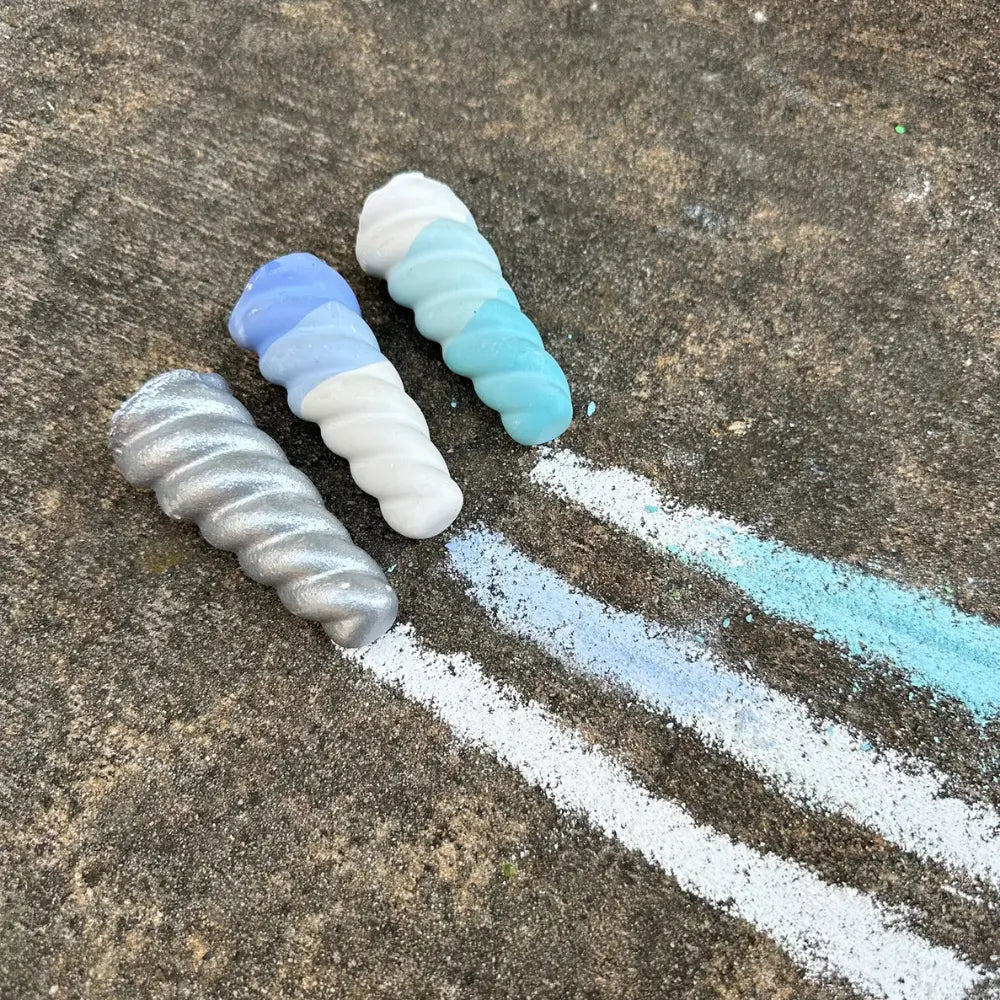 Three pieces of Twee handmade narwhal horn sidewalk chalk