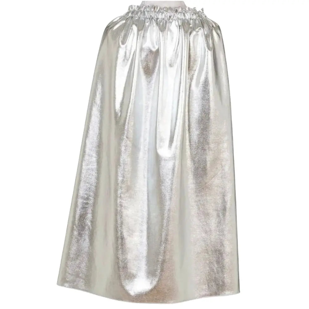 Silver metallic skirt on a white background