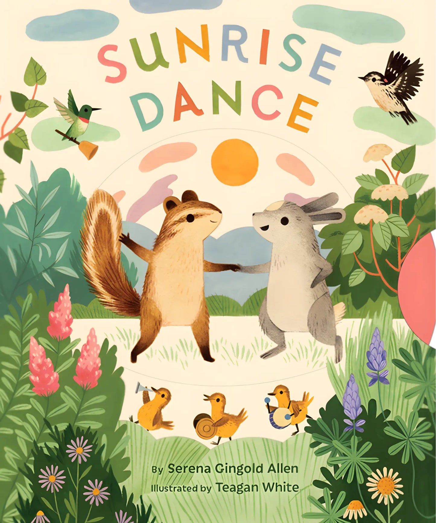 Book cover of 'Sunrise Dance' with animals dancing and nature elements.