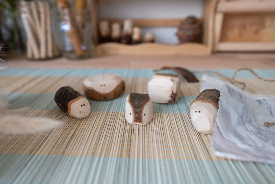 Full set of Tree Creatures wooden figures for rustic dollhouses, nature tables, and pretend play
