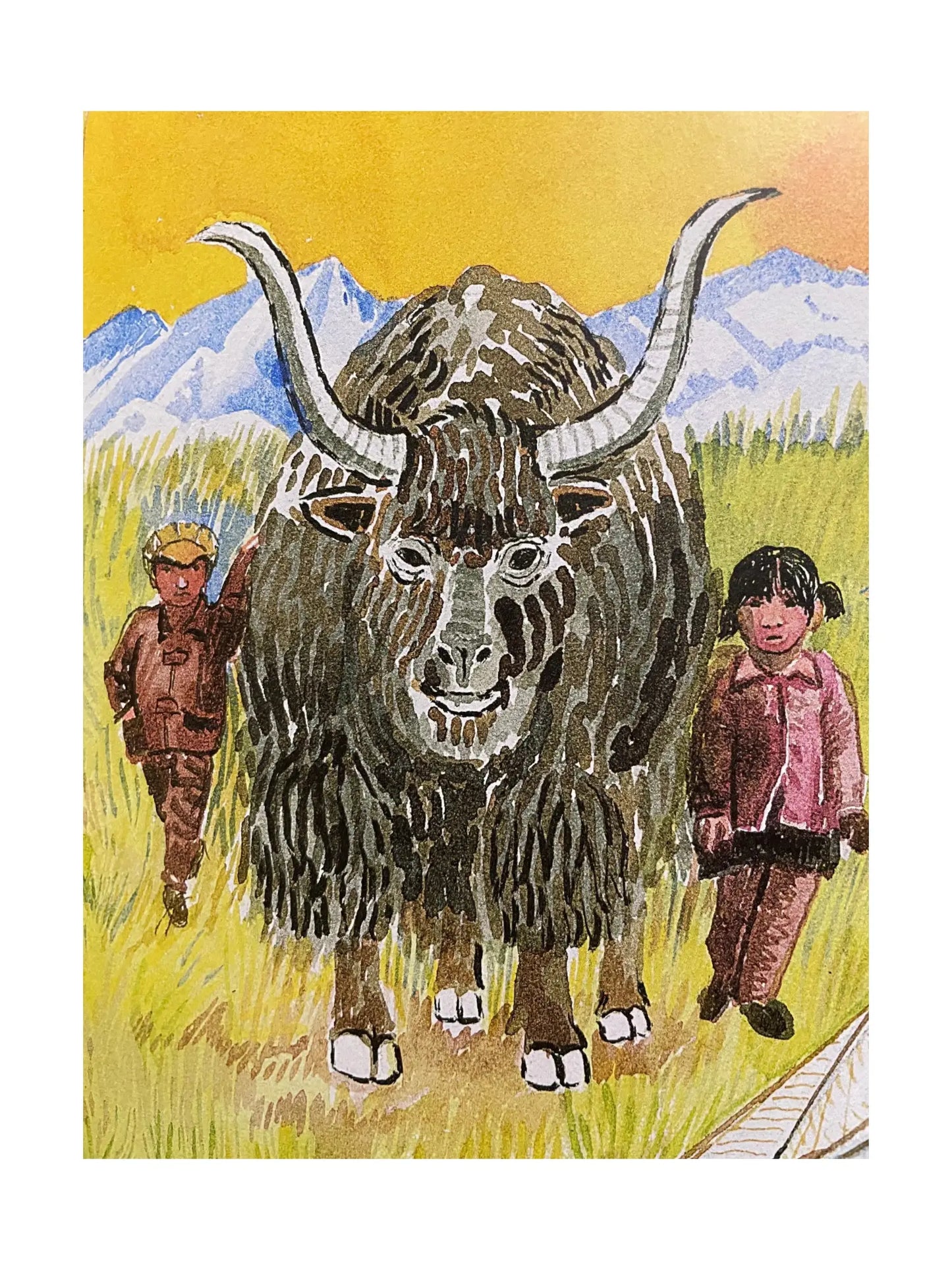 illustration of a Yak with its horns and face making the shape of the letter Y