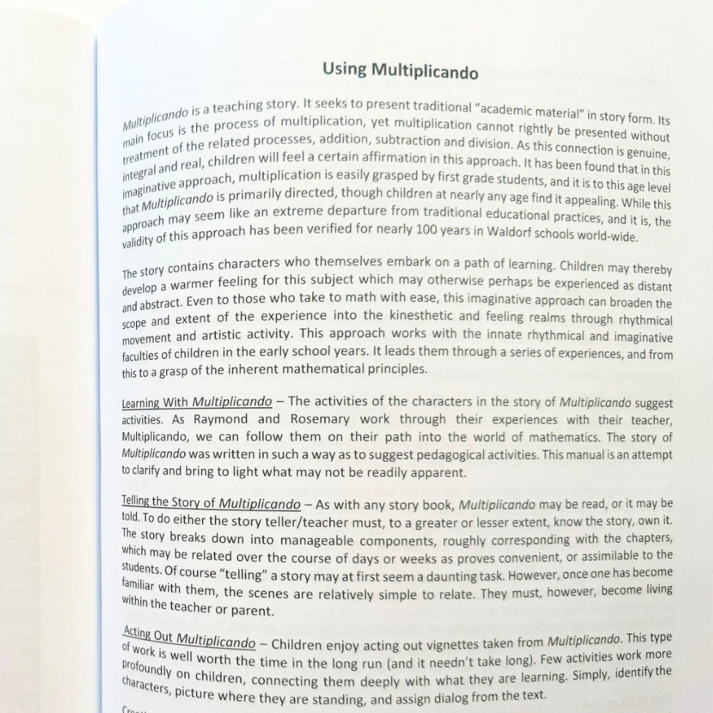 Parent guide for using Waldorf first grade math Multiplicando