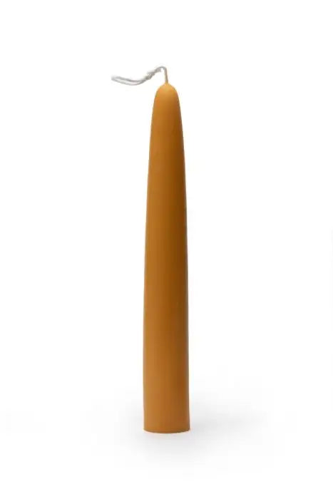 A large, tall Dipam 100% Beeswax Hand-Dipped Wide Taper Candle on a white background