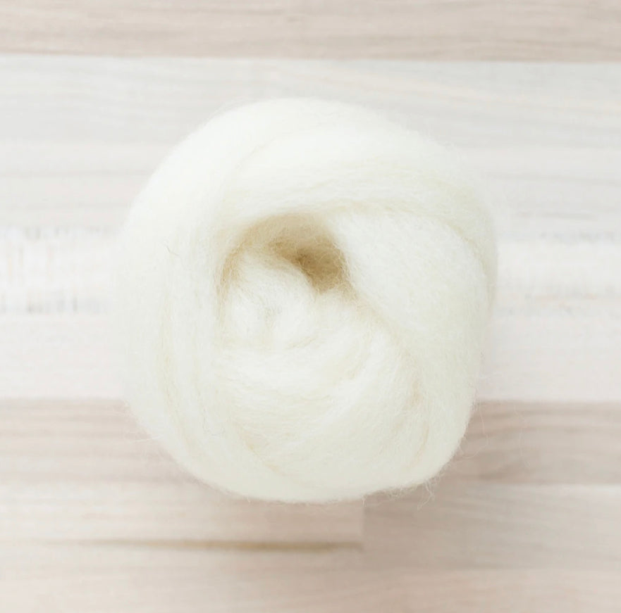 knot of cream dove white wool roving by Felted Sky for dry needle felting and wrapping