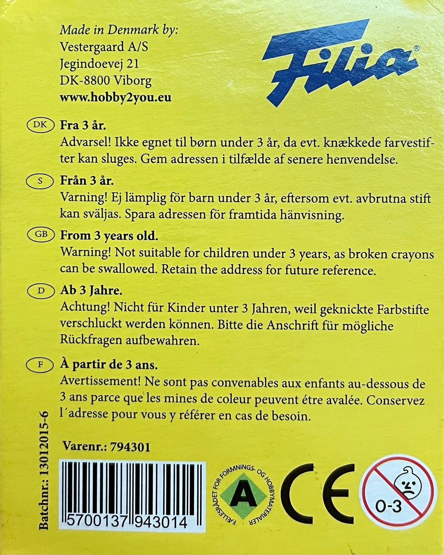 Filia Hard Oil Crayons, 12 Black - Alder & Alouette