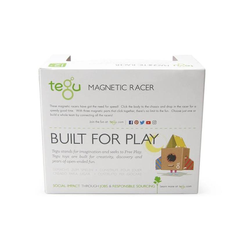 Toddler Car - Tegu Magnetic Car Back of Packaging with Built for Play