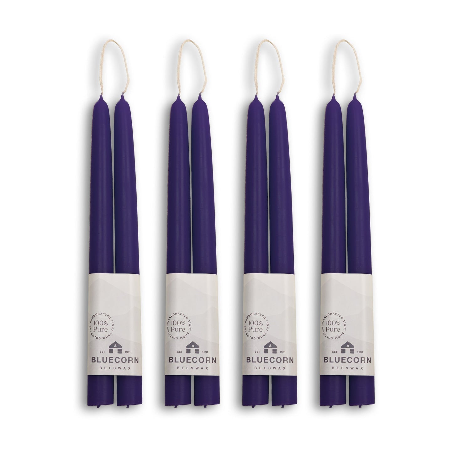 10-inch eggplant purple beeswax taper candle set