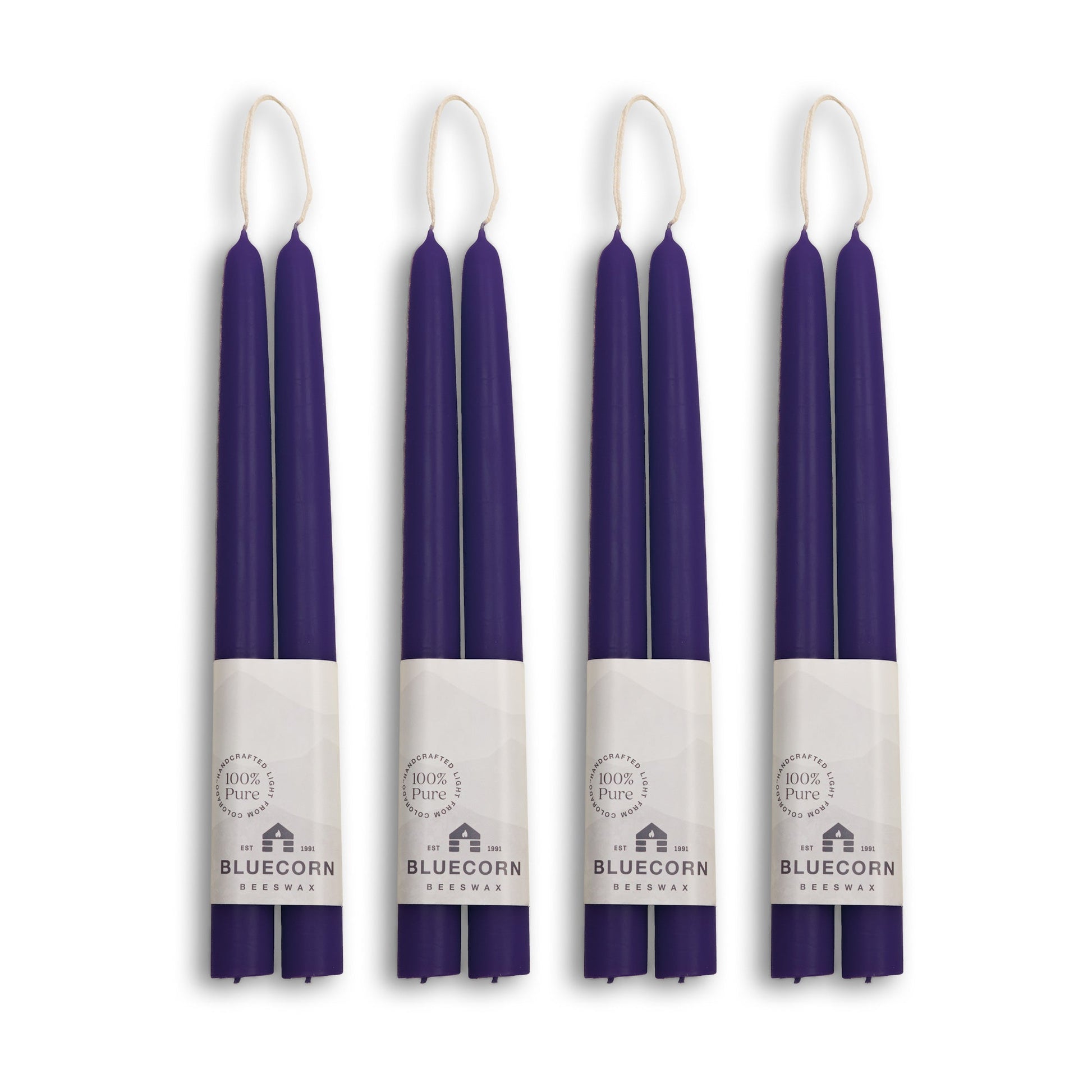 10-inch eggplant purple beeswax taper candle set