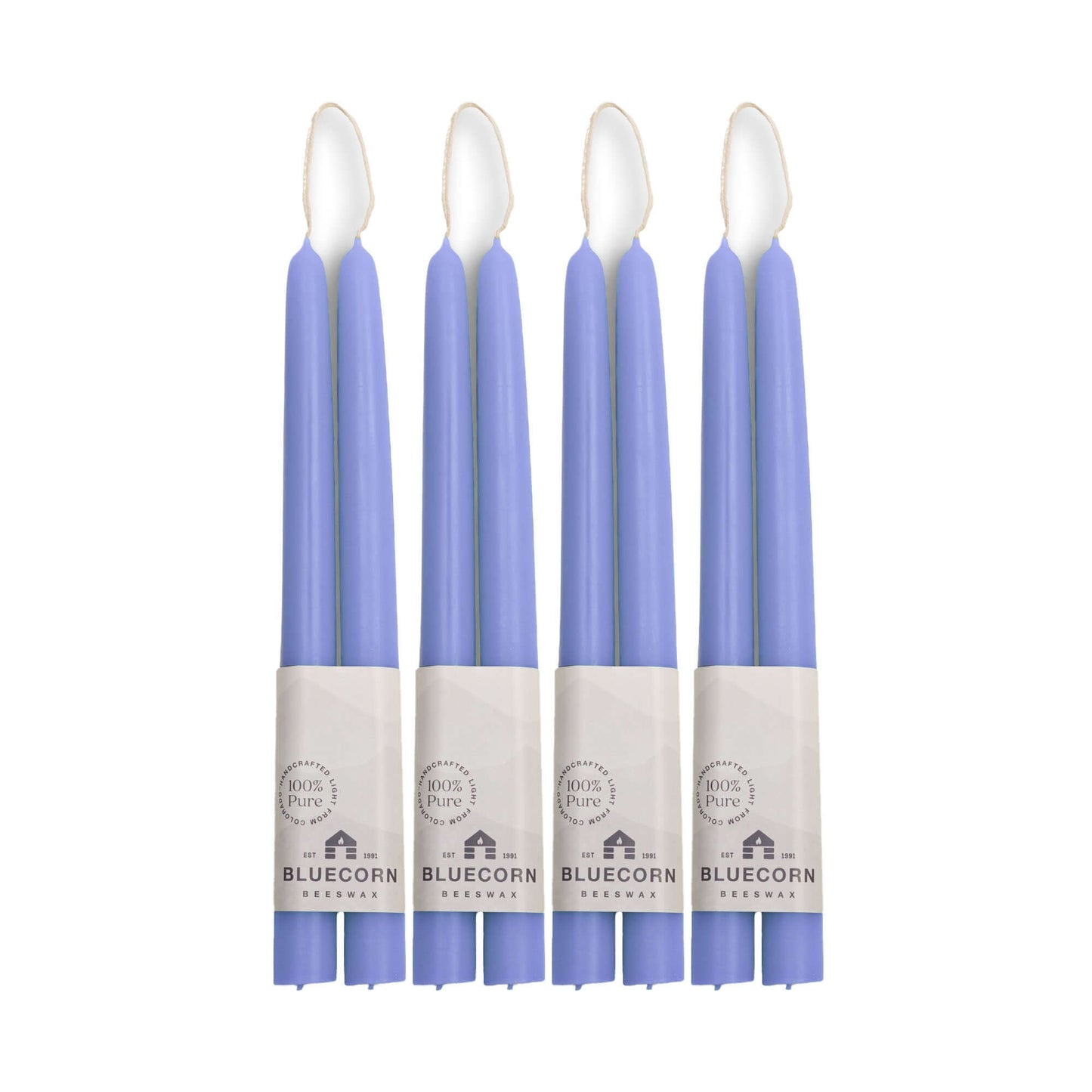 set of lilac 10-inch beeswax taper candles