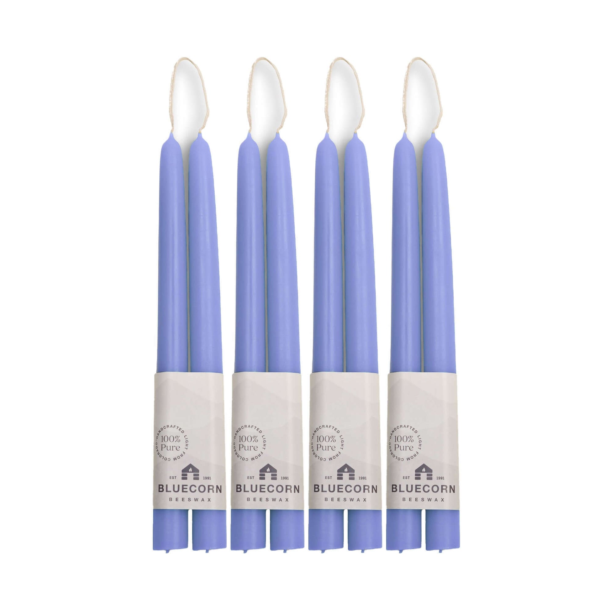 set of lilac 10-inch beeswax taper candles