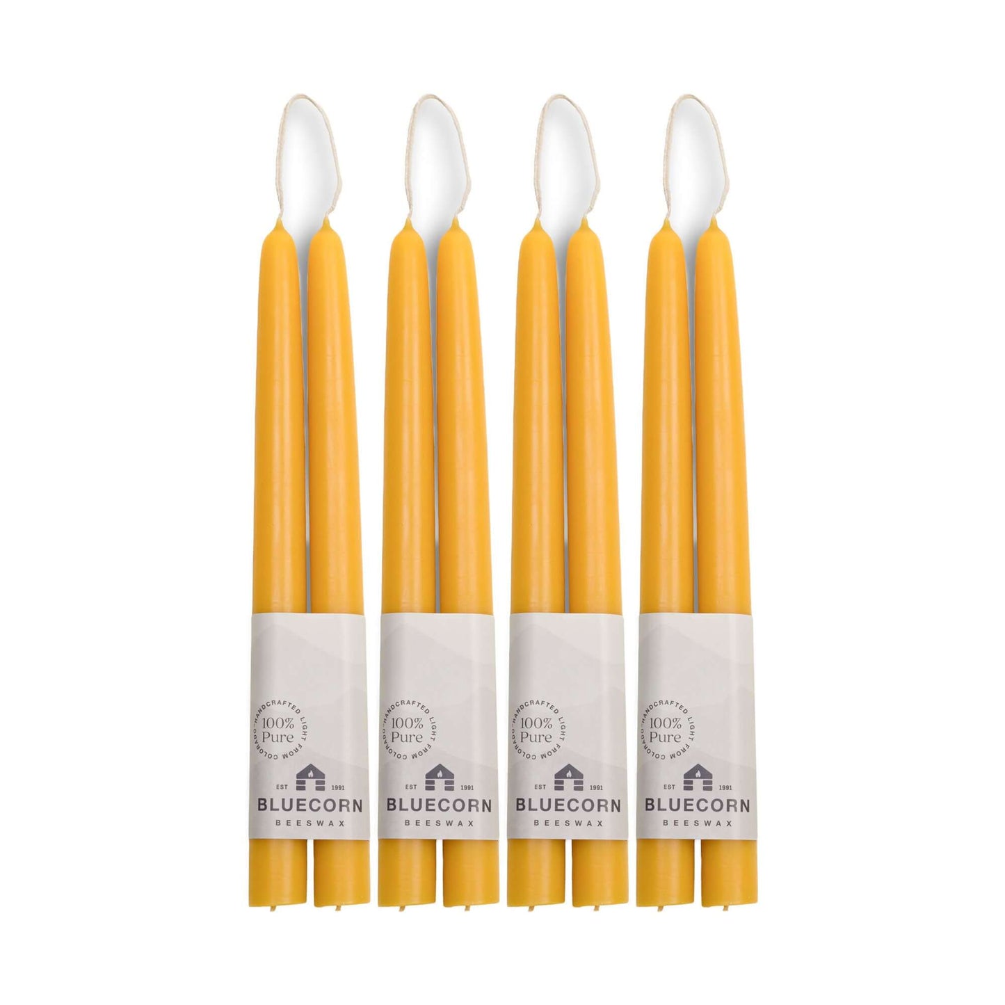 Set of six 10-inch raw beeswax taper candle sets