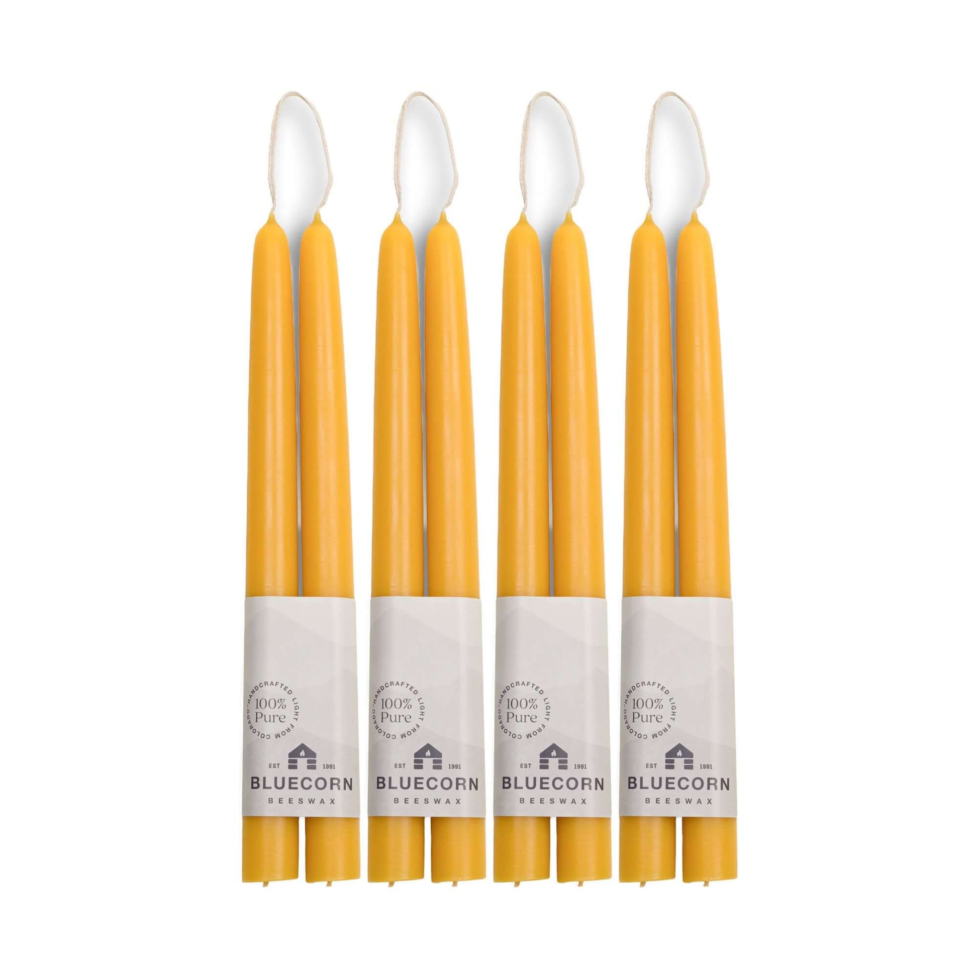 Set of six 10-inch raw beeswax taper candle sets