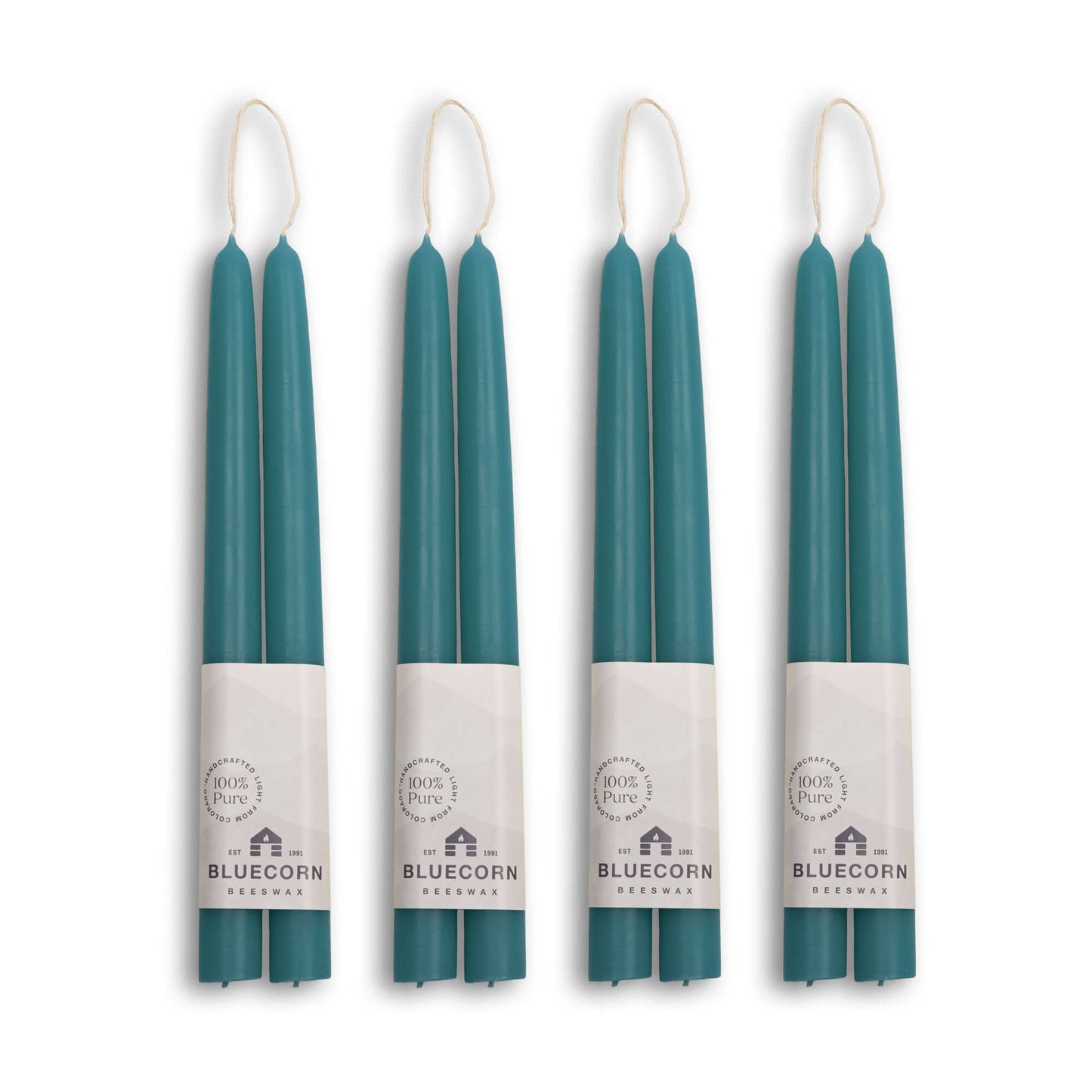 10-inch teal beeswax taper candle set