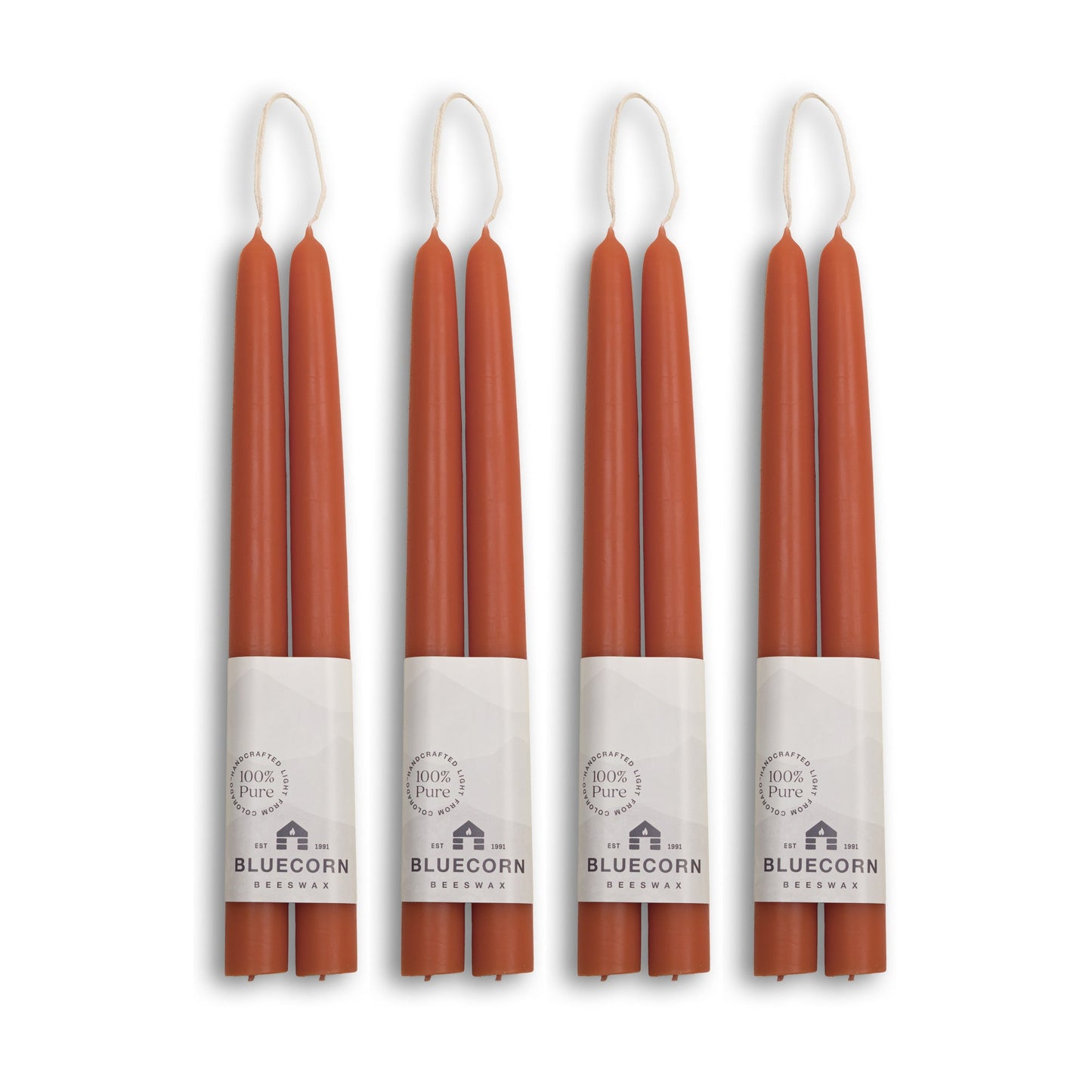 10-inch terracotta beeswax taper candle set