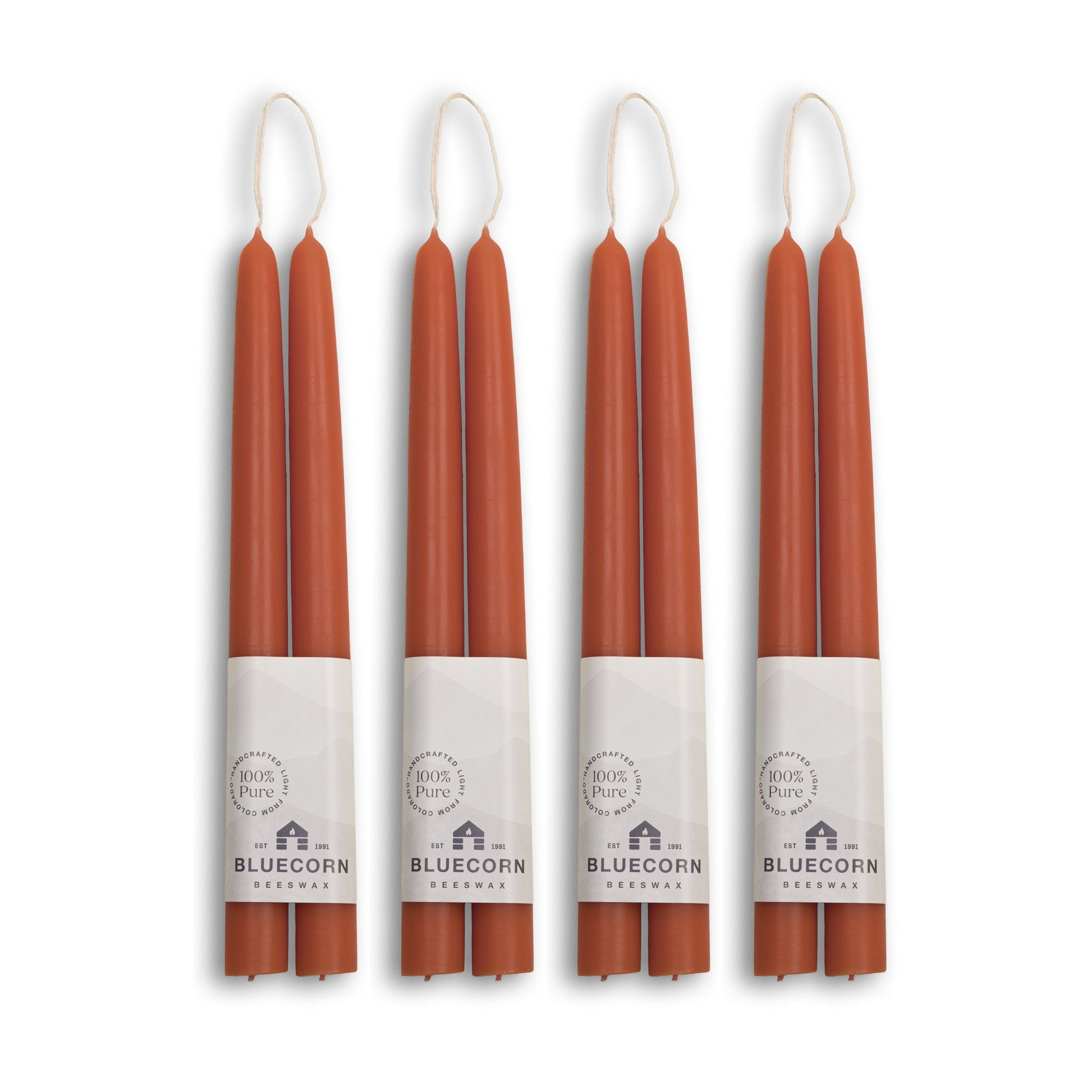 10-inch terracotta beeswax taper candle set
