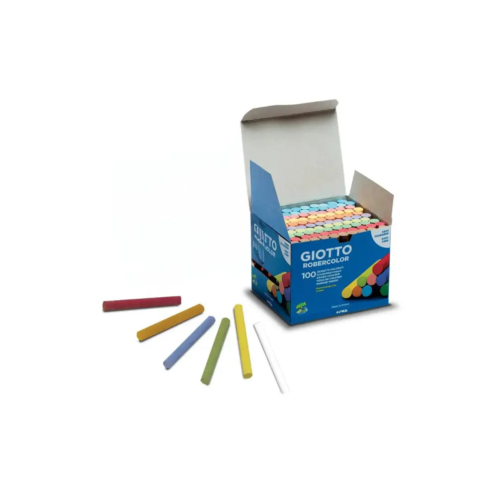 Box of Giotto modeling clay with colorful sticks on a white background