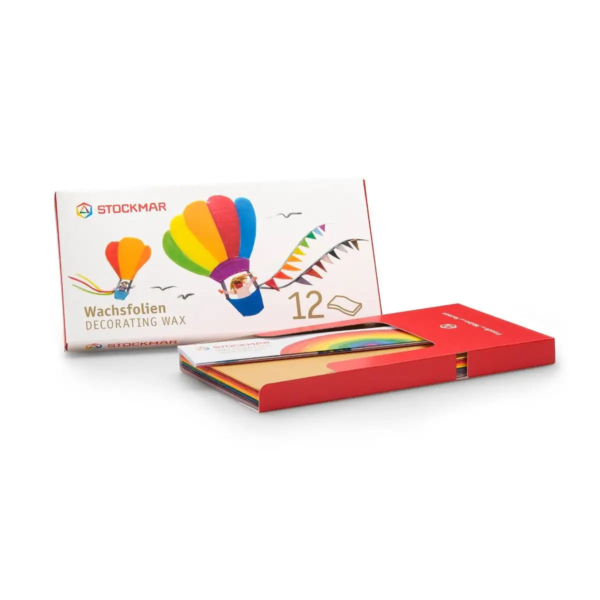 Decorating wax set with colorful packaging on a white background