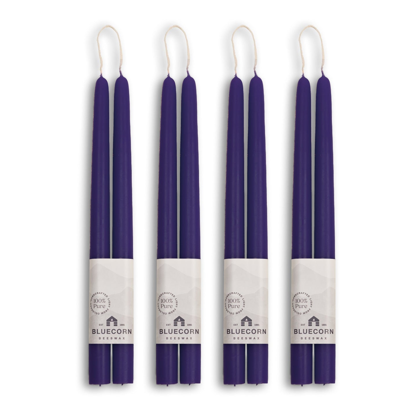 12-inch eggplant purple beeswax taper candle set