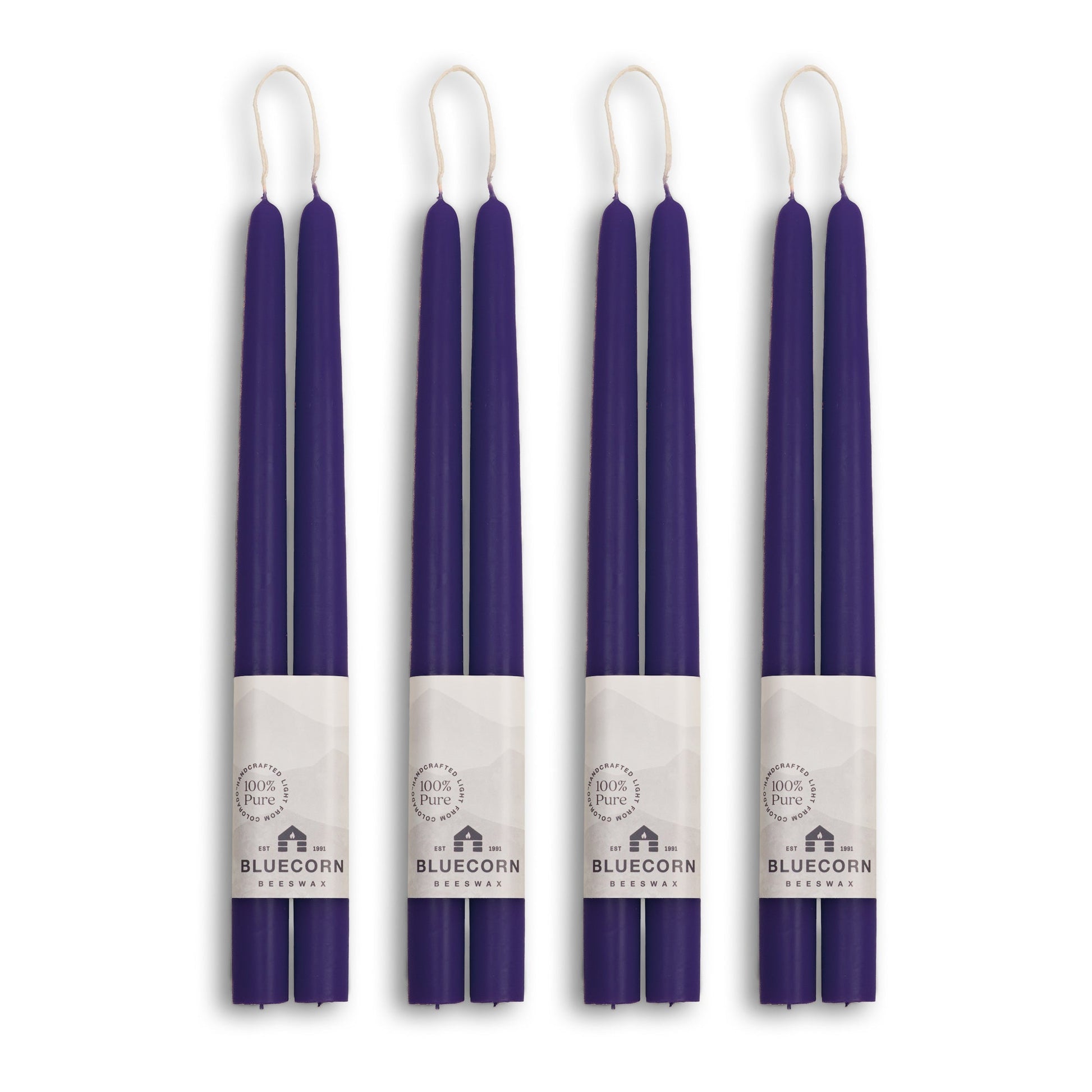 12-inch eggplant purple beeswax taper candle set