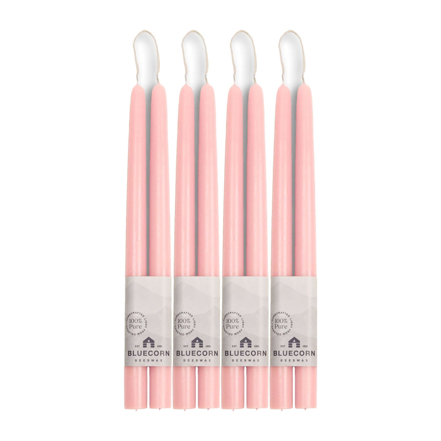 Set of pink 12-inch beeswax taper candles
