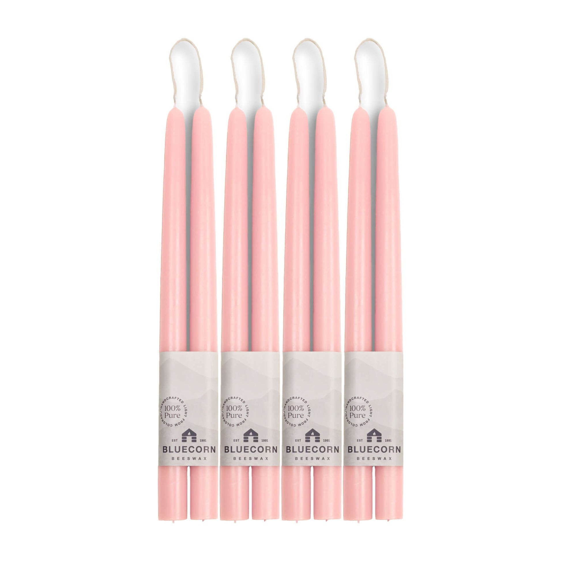 Set of pink 12-inch beeswax taper candles