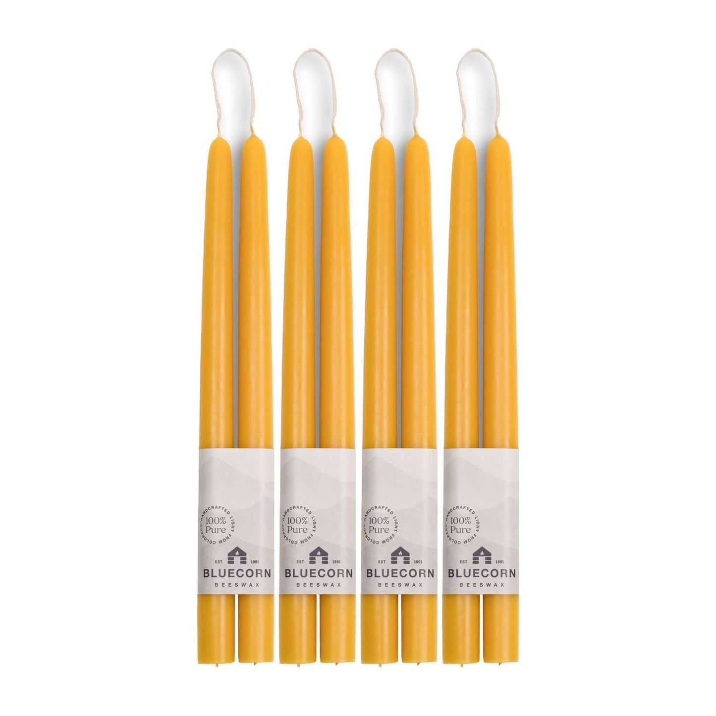 Hand-Dipped Beeswax Taper Candles – Bulk 4-Pair Bundle by Bluecorn Candles