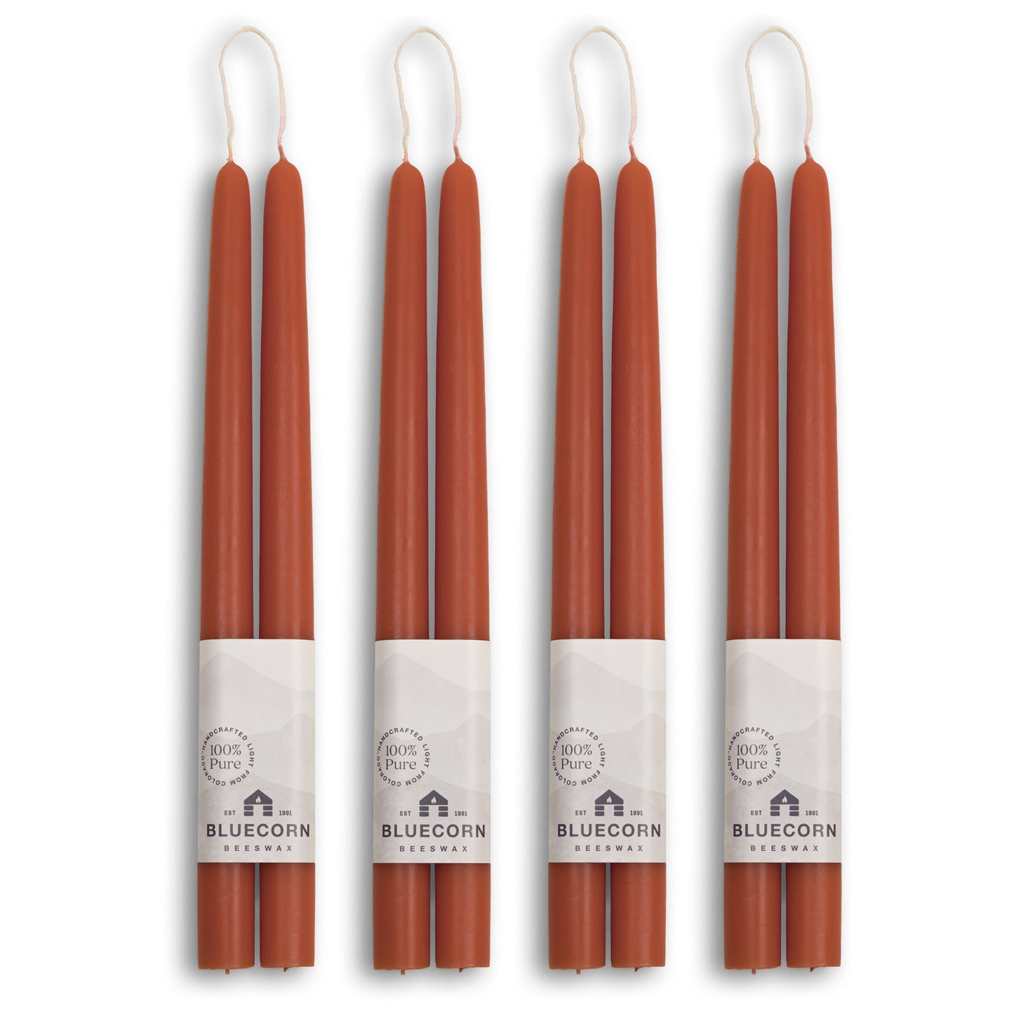 12-inch terracotta beeswax taper candle set