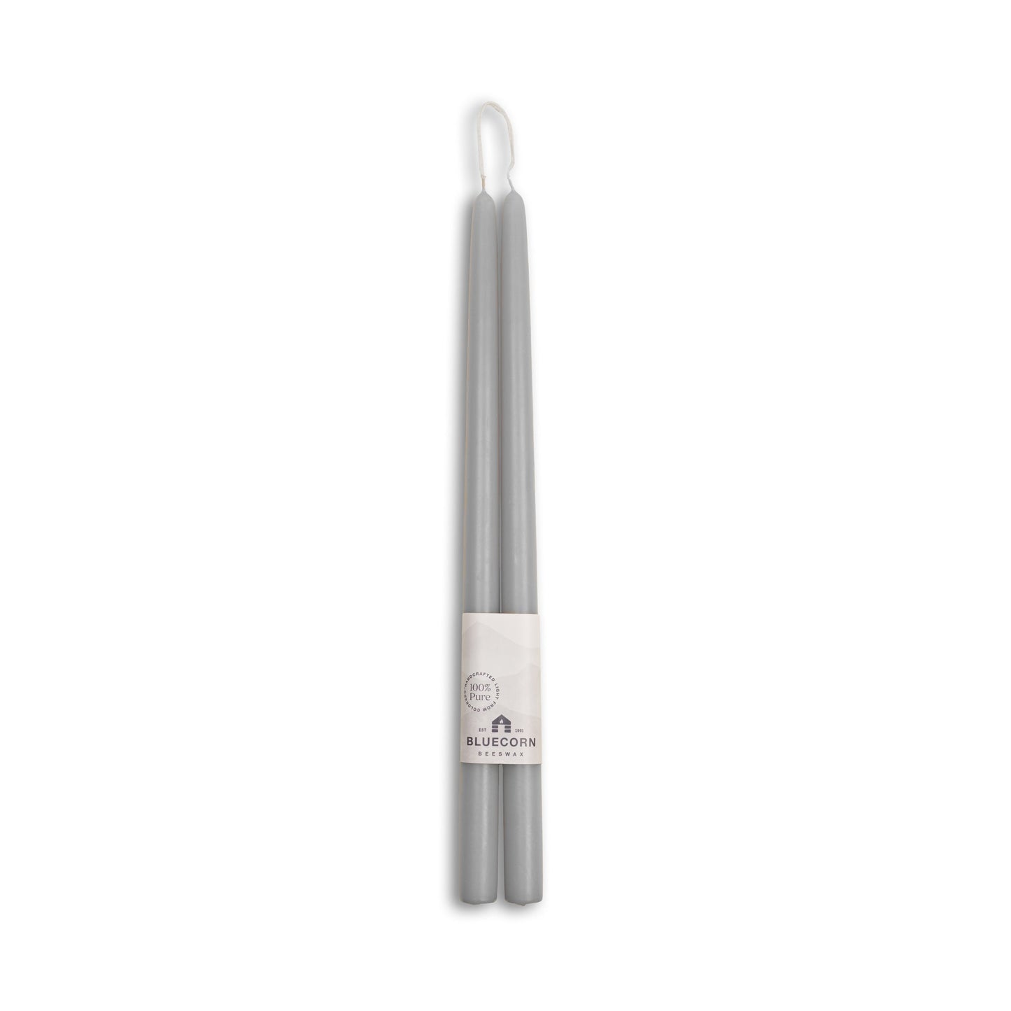 Set of two silver candles with a hook on a white background
