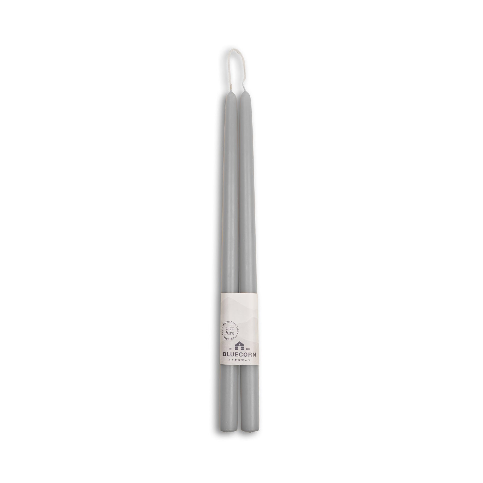 Set of two silver candles with a hook on a white background
