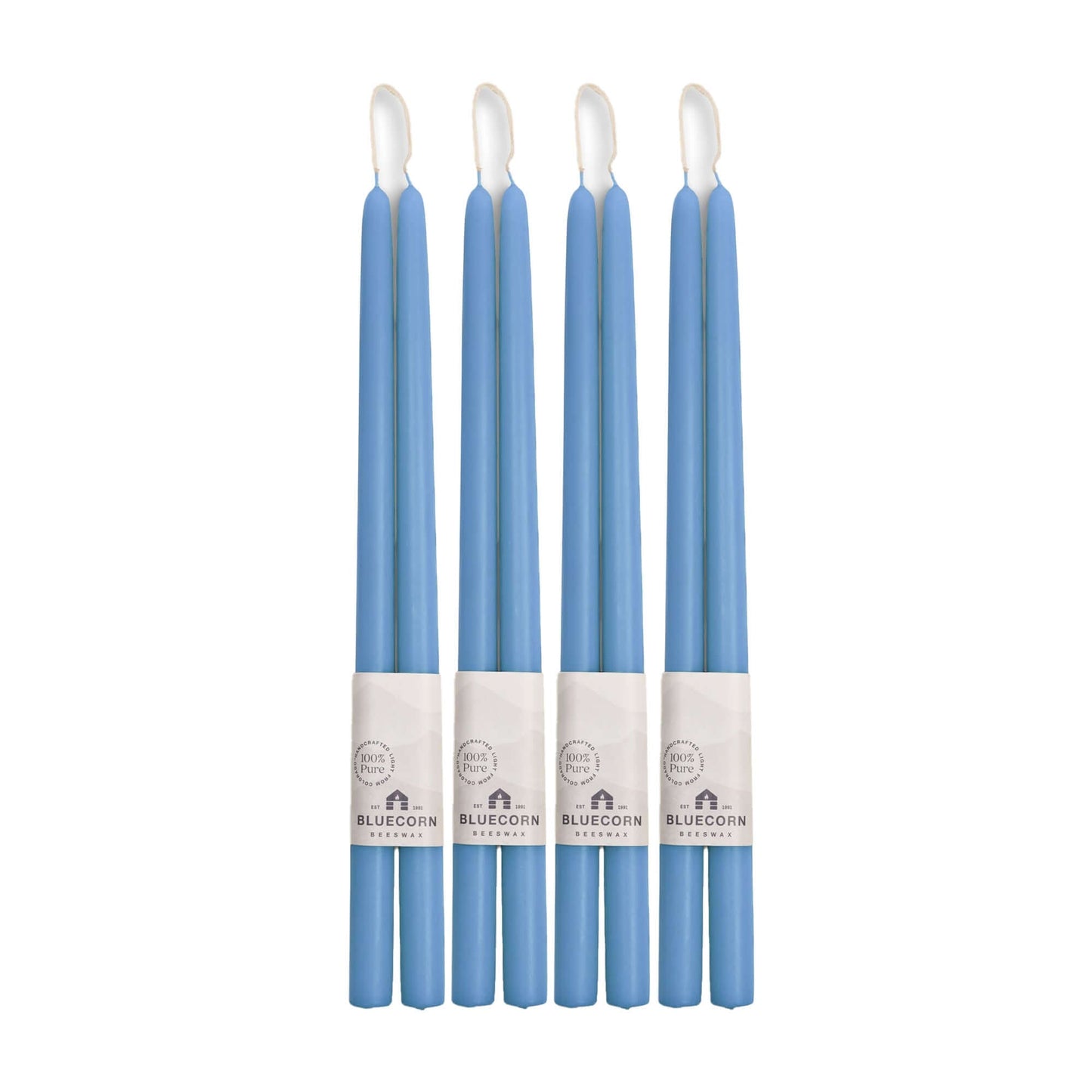 16-inch light blue beeswax taper candle set