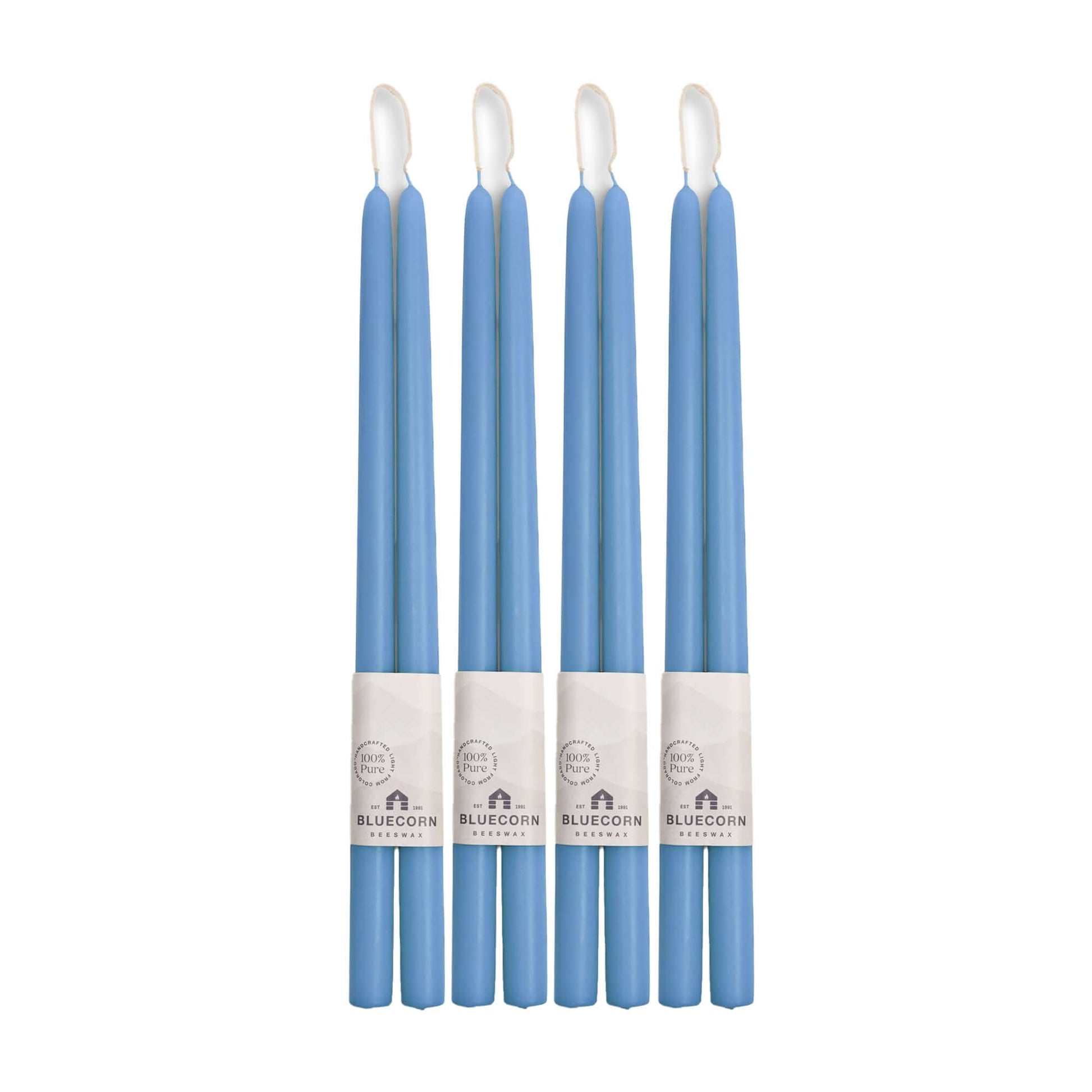 16-inch light blue beeswax taper candle set