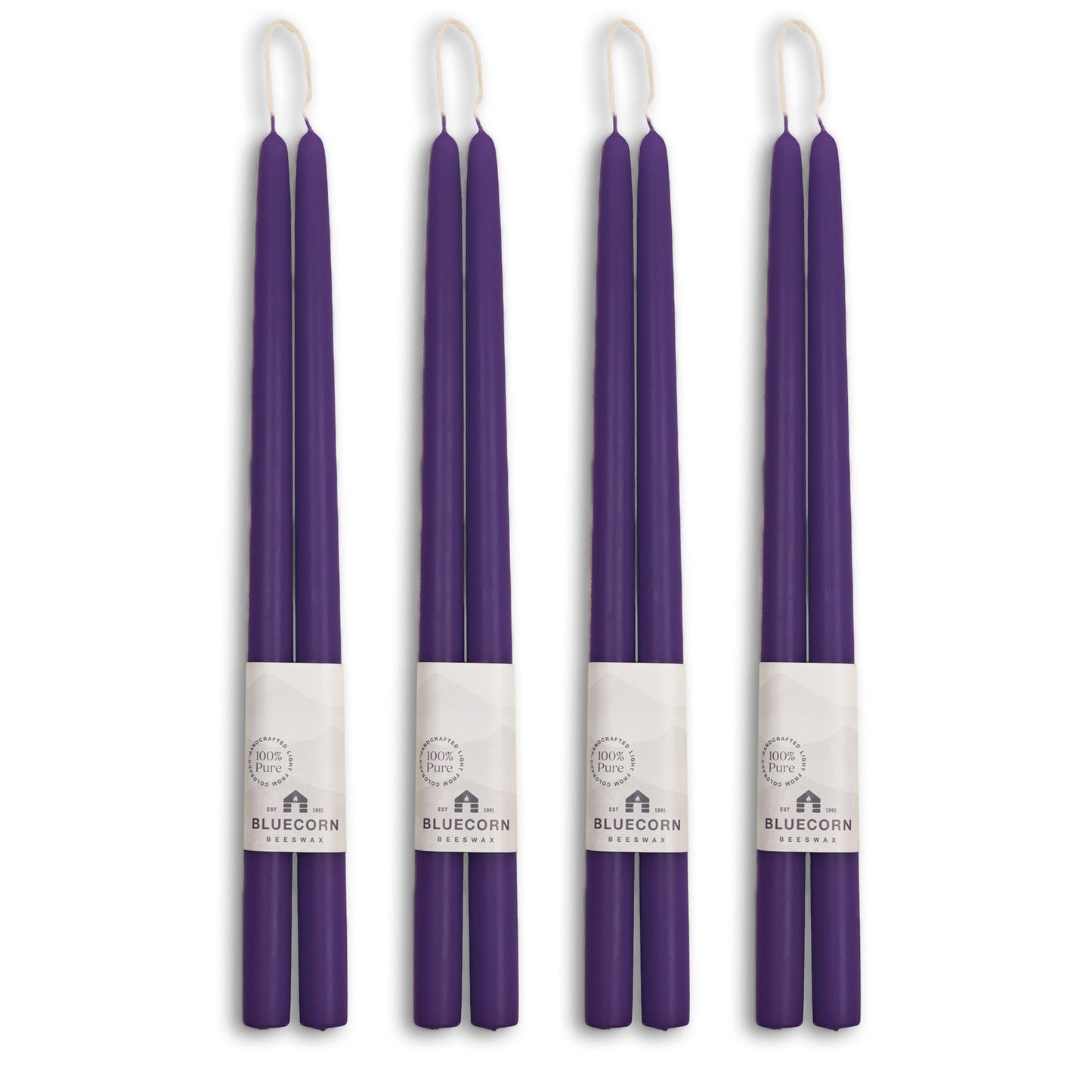16-inch purple beeswax taper candle set