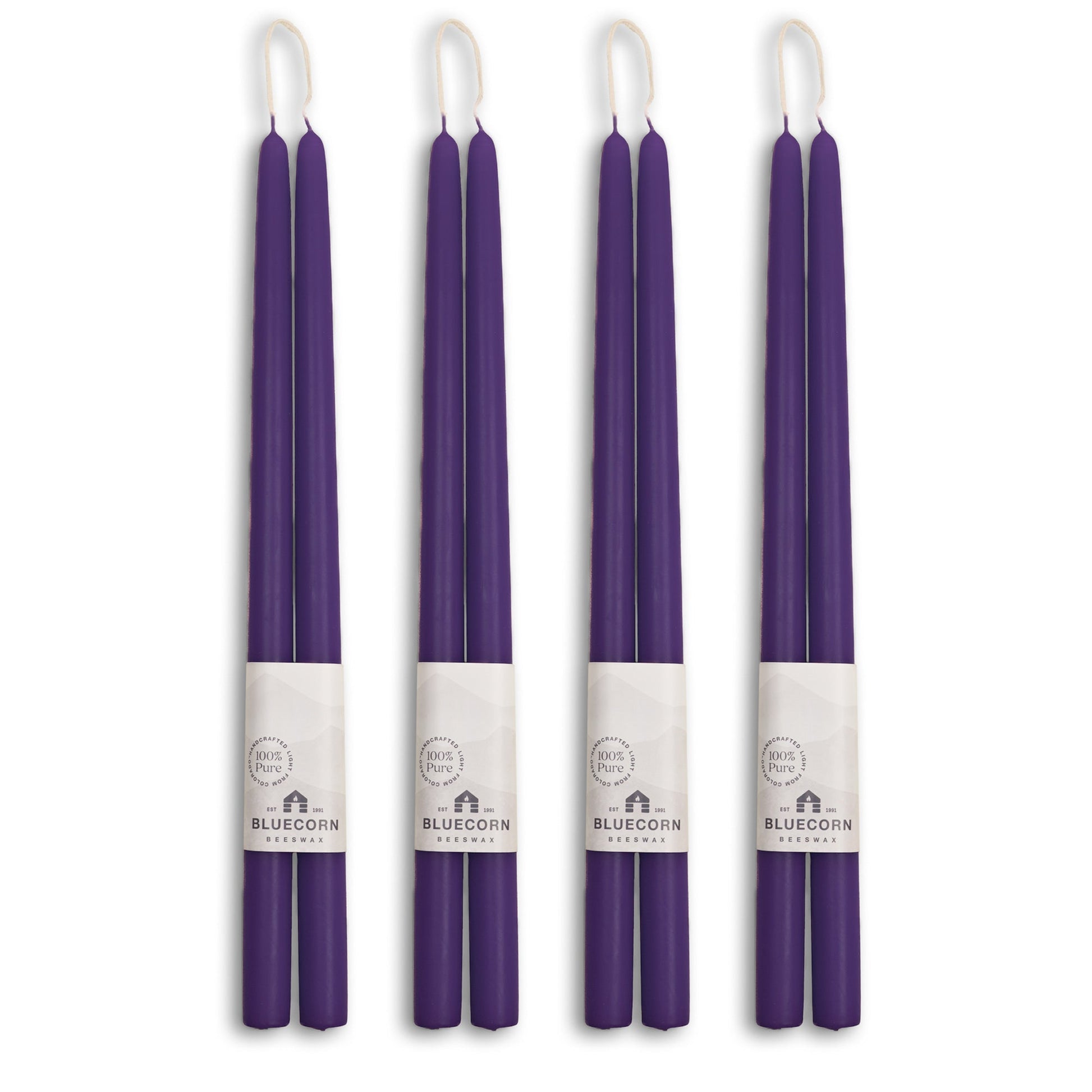 16-inch purple beeswax taper candle set
