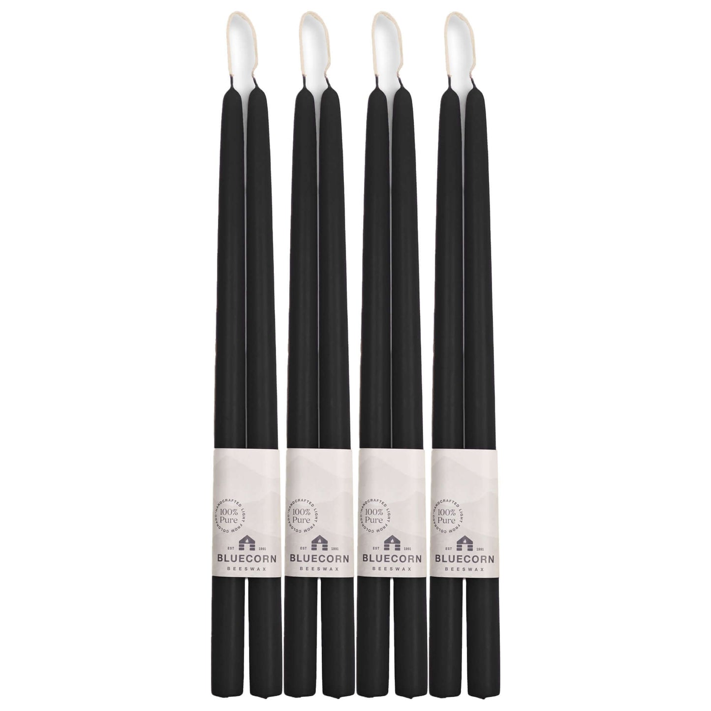 Set of 16-inch black beeswax taper candles 